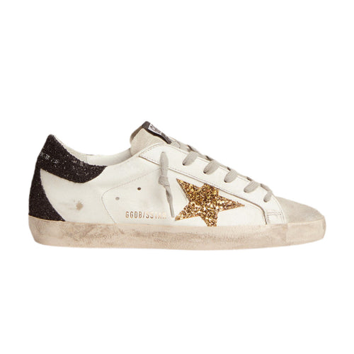 Golden goose in nappa leather with gold glitter star and black glitter heel tab' (Women's)