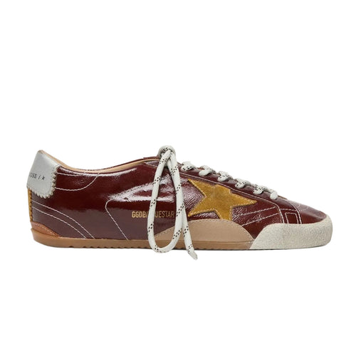 Golden Goose True-Star in burgundy naplak with suede star and silver nappa heel tab (Women's)