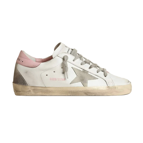 Golden Goose Super-Star with 'Gray suede star and pink leather heel tab' (Women's)