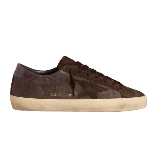 Golden Goose Super-Star LTD in 'Brown nubuck with suede star and purple leather heel tab' (Men's)