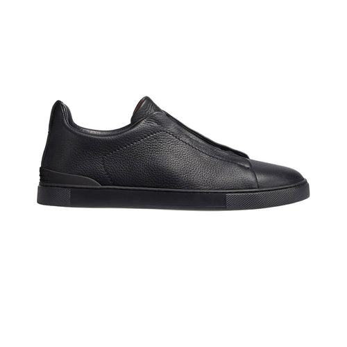 ZEGNA BLACK DEERSKIN TRIPLE STITCH™ SNEAKERS